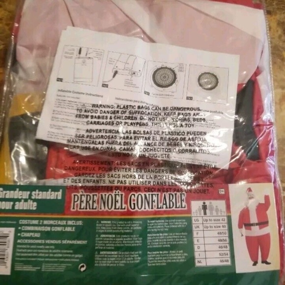 Inflatable Fat Santa Costume Blow Up Adult One Size Includes Fan Suit Yourself - Picture 8 of 8